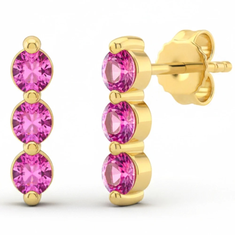 0.33ct G SI Pink Sapphire Earrings 14kt Yellow Gold